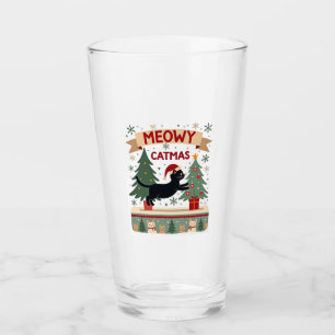 Meowy Catmas, Ugly Christmas Sweater, Cat Christma Glass