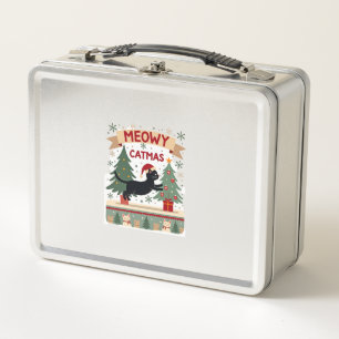Meowy Catmas, Ugly Christmas Sweater, Cat Christma Metal Lunch Box