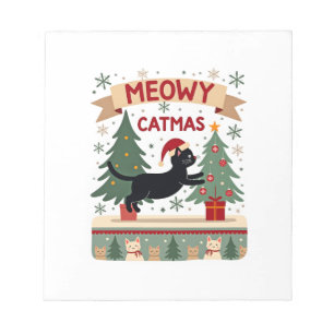 Meowy Catmas, Ugly Christmas Sweater, Cat Christma Notepad