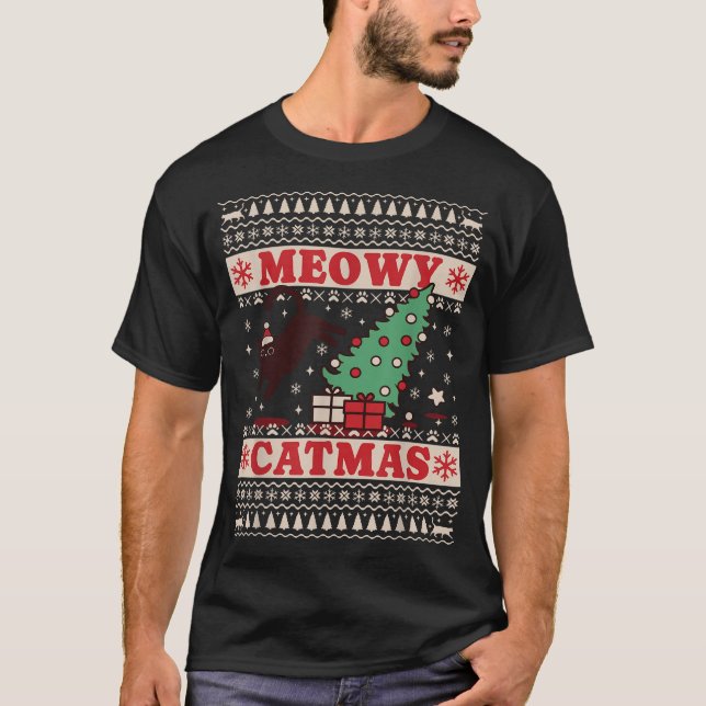  Meowy Catmas Ugly Christmas Sweater Cat Christmas (Front)