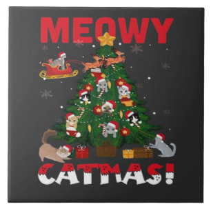 Meowy Chirstmas Ceramic Tile