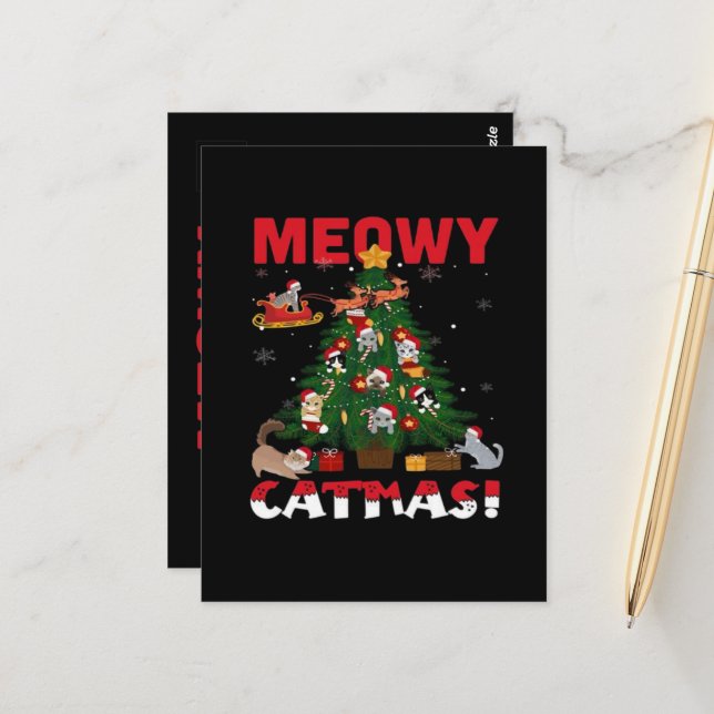 Meowy Chirstmas Postcard (Front/Back In Situ)
