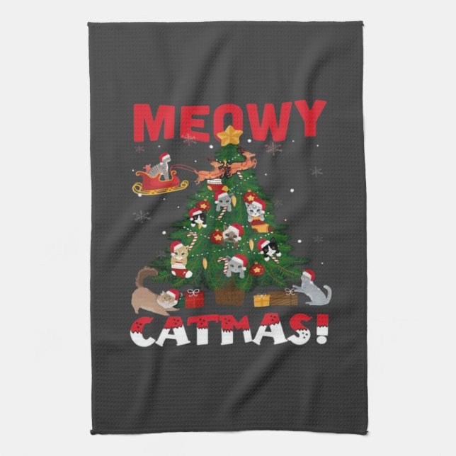 Meowy Chirstmas Tea Towel (Vertical)