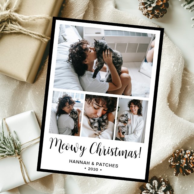 Meowy Christmas 4 Photo Holiday Card (Creator Uploaded)