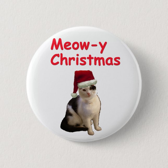 Meowy Christmas 6 Cm Round Badge (Front)