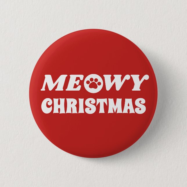 Meowy Christmas 6 Cm Round Badge (Front)