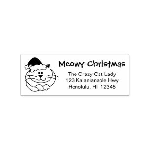 Meowy Christmas Address Stamp Cat Lady Personalise