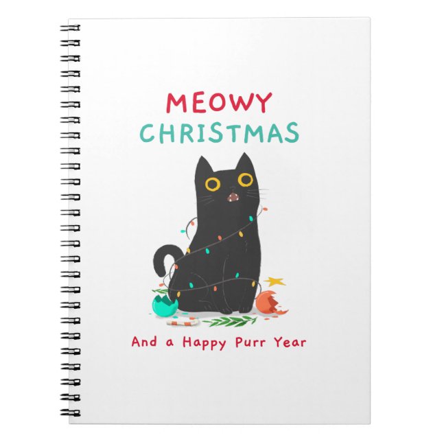 Meowy christmas and a happy purr year notebook (Front)