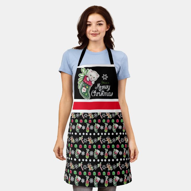Meowy Christmas Apron (Worn)