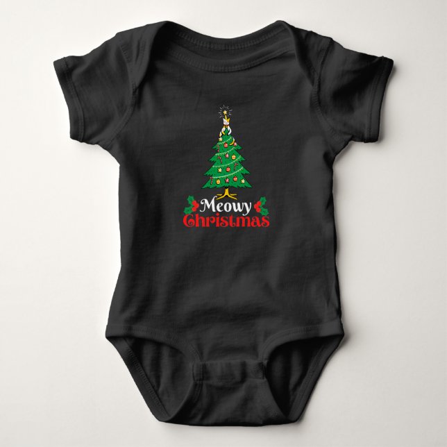 Meowy Christmas  Baby Bodysuit (Front)