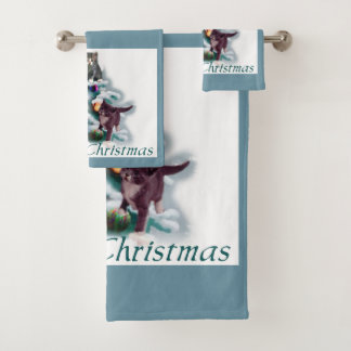 Meowy Christmas Bath Towel Set