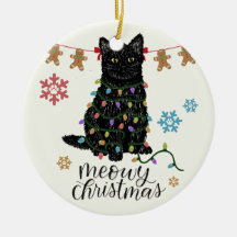 Meowy Christmas Black Cat