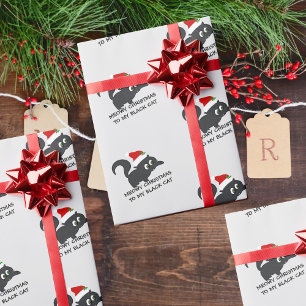 Meowy Christmas Black Cat Custom Wrapping Paper