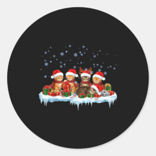Meowy Christmas Black Cat Pajamas Family Funny Xma Classic Round Sticker