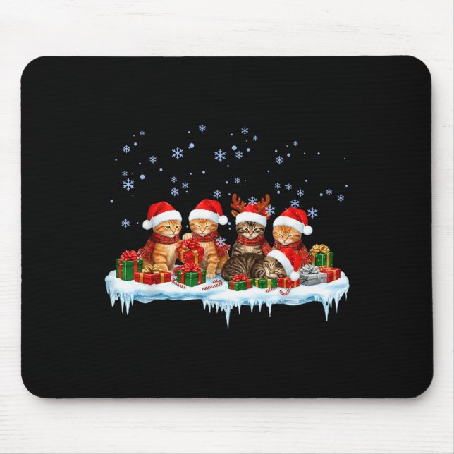Meowy Christmas Black Cat Pajamas Family Funny Xma Mouse Pad (Front)