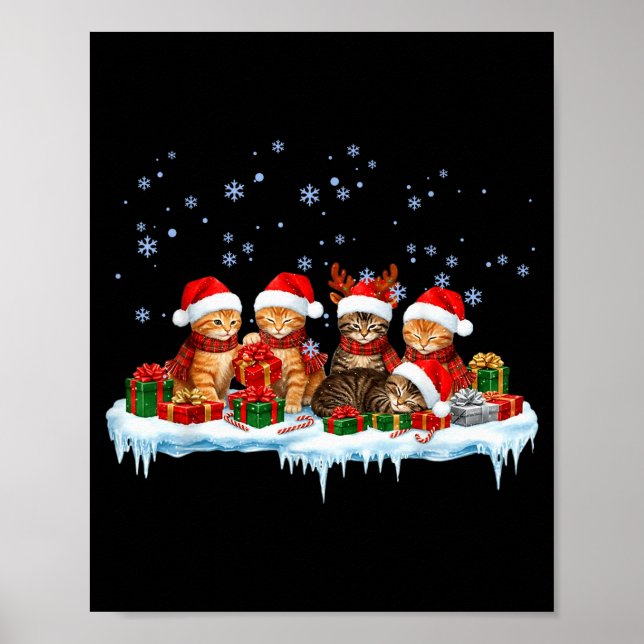Meowy Christmas Black Cat Pajamas Family Funny Xma Poster (Front)