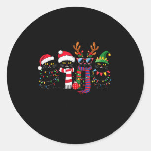 Meowy Christmas Black Cat Xmas For Cat Lover Cat M Classic Round Sticker