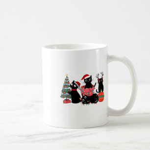 Meowy Christmas Black Cats Play Christmas Tree Lig Coffee Mug