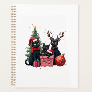 Meowy Christmas Black Cats Play Christmas Tree Lig Planner