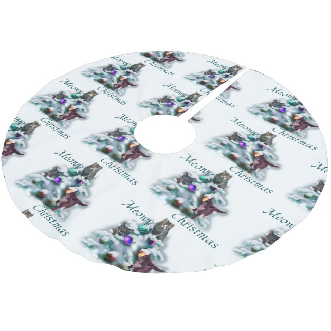 Meowy Christmas Brushed Polyester Tree Skirt (Angled)