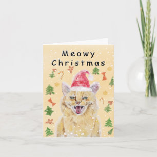 Meowy Christmas card angry yet cute cat 