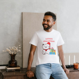 Meowy Christmas! Cartoon Cat Christmas Design T-Shirt