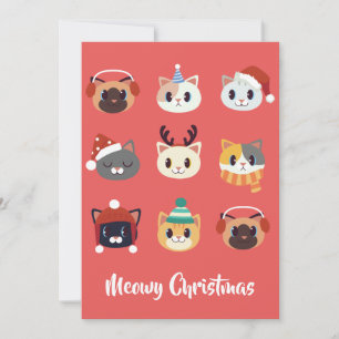 Meowy Christmas Cartoon Cats Holiday Card