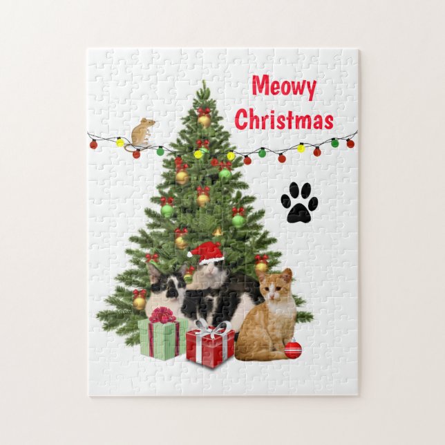 Meowy Christmas Cat / Cat Lover  Jigsaw Puzzle (Vertical)
