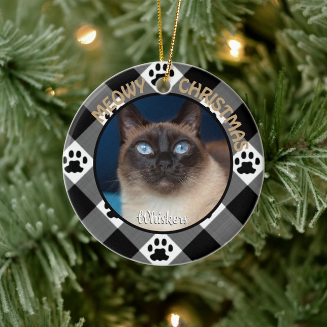 MEOWY CHRISTMAS Cat Ceramic Ornament (Tree)