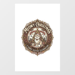 Meowy Christmas Cat Christmas Vintage Vector Art S