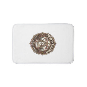 Meowy Christmas Cat Christmas Vintage Vector Art S Bath Mat