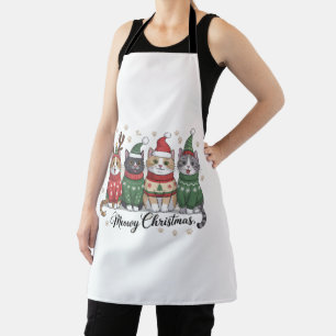 Meowy Christmas Cat Cute Cats with Santa Claus Hat Apron