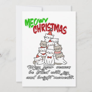 Meowy Christmas Cat – Cute Holiday Cat Lovers Invitation