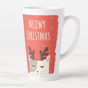MEOWY CHRISTMAS CAT FUNNY LATTE COFFEE MUG