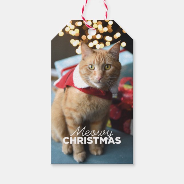 Meowy Christmas Cat Gift Tag (Front)