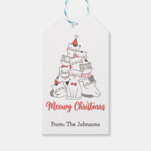 Meowy Christmas Cat Gift Tag For Cat Lover
