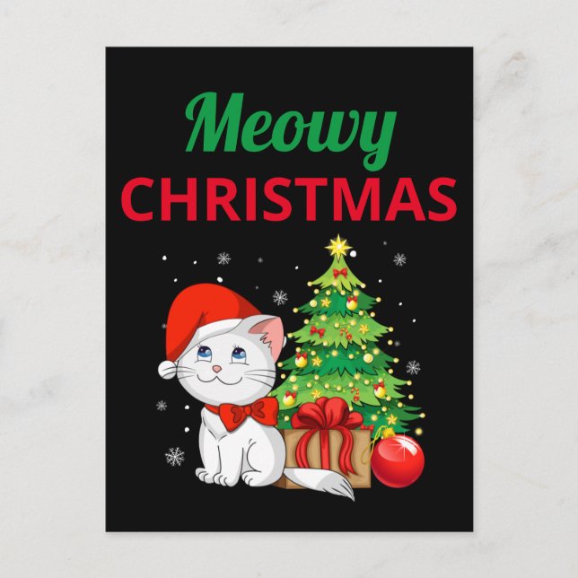 Meowy Christmas Cat Holiday Postcard (Front)