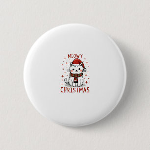 Meowy Christmas Cat Lover Funny Festive Holidays C 6 Cm Round Badge