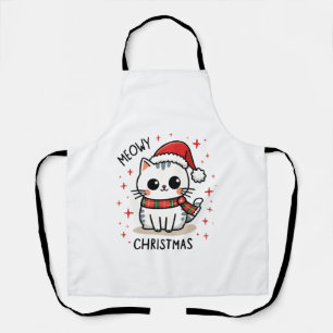 Meowy Christmas Cat Lover Funny Festive Holidays C Apron