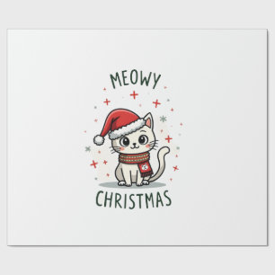 Meowy Christmas Cat Lover Funny Festive Holidays C Wrapping Paper