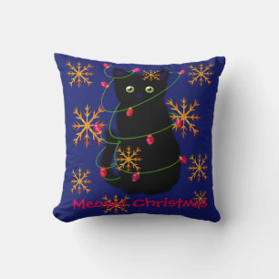 Meowy Christmas   cat lover gift   black cat  Cushion