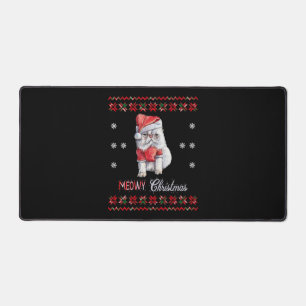 Meowy Christmas, Cat Lover Merry Christmas catmas Desk Mat