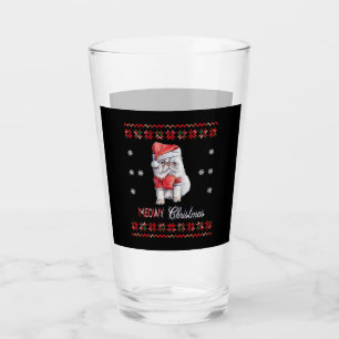 Meowy Christmas, Cat Lover Merry Christmas catmas Glass