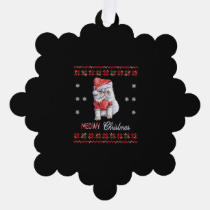 Meowy Christmas, Cat Lover Merry Christmas catmas Tree Decoration Card