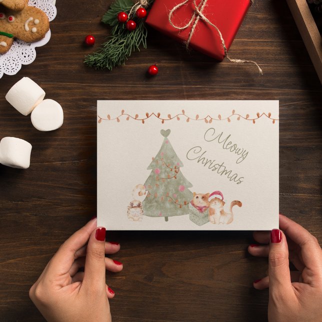 Meowy Christmas Cat Lover Personalised Holiday Card (Creator Uploaded)