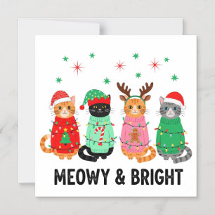 Meowy Christmas Cat Magnetic Invitation