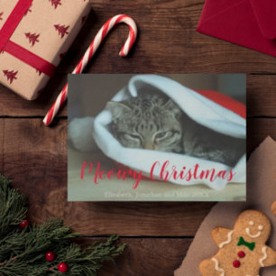 Meowy Christmas Cat Photo Christmas Holiday Card