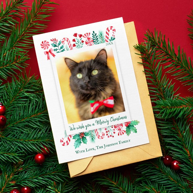 Meowy Christmas Cat Photo Christmas Holiday Card (Meowy Christmas Cat Photo Christmas Holiday Card)