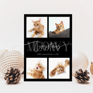 Meowy Christmas Cat Photos Black Christmas Holiday Card