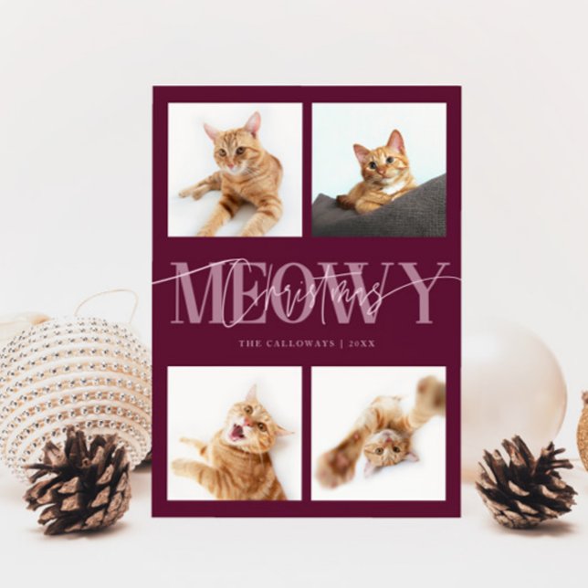 Meowy Christmas Cat Photos Cranberry Christmas Holiday Card (Creator Uploaded)